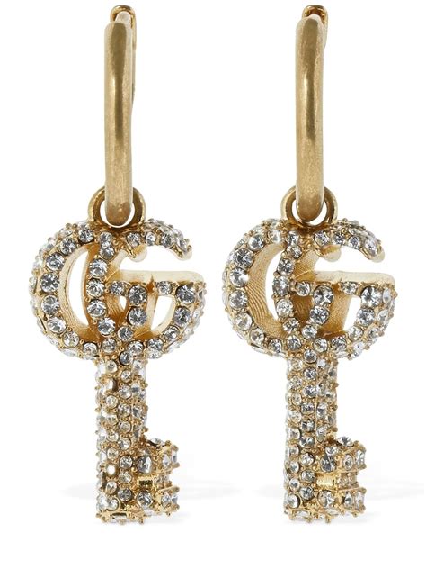 gucci gold g earrings|Gucci double g hoop earrings.